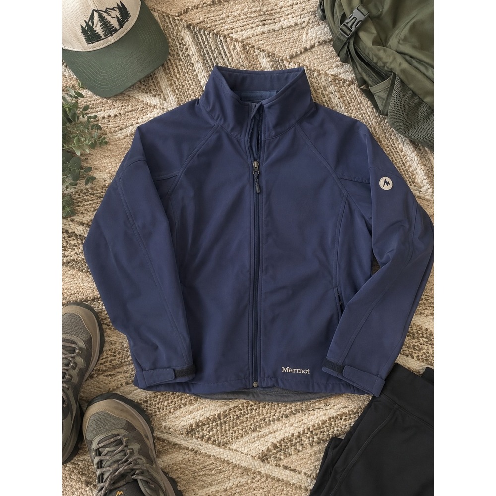 Marmot Womens Navy Blue Softshell Full Zip Outdoor Hiking Jacket Large